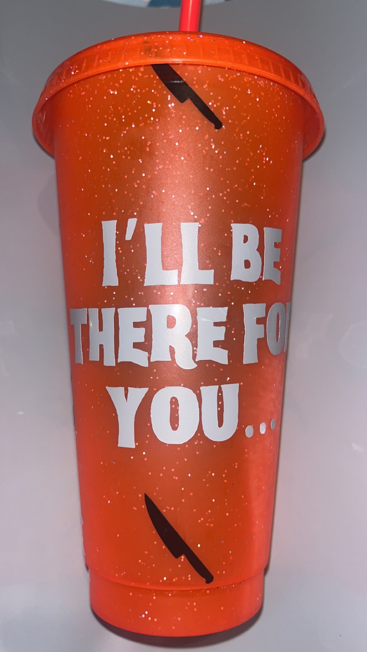 Friends,Horror Themed Tumbler Cup With Straw ( Red)