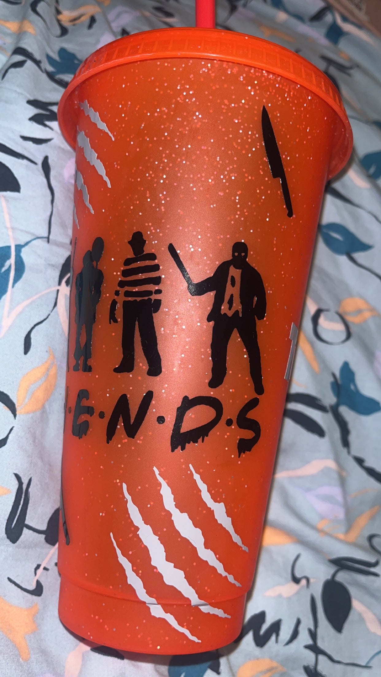 Friends,Horror Themed Tumbler Cup With Straw ( Red)