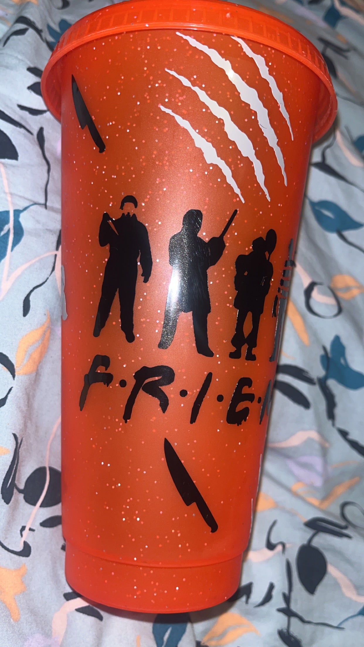 Friends,Horror Themed Tumbler Cup With Straw ( Red)