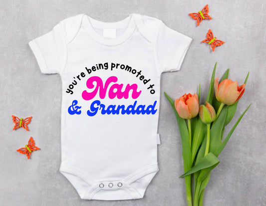 ‘Nan and Grandad’ Baby Announcement Baby Grow (3-6m)