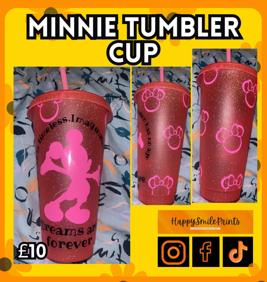 Pink Mouse Tumbler Cup With Straw