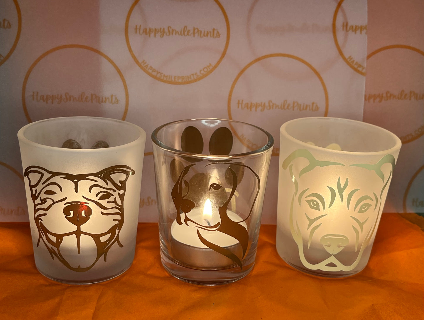 Pet Memorial, Custom Candle Holder, Paw Print Design