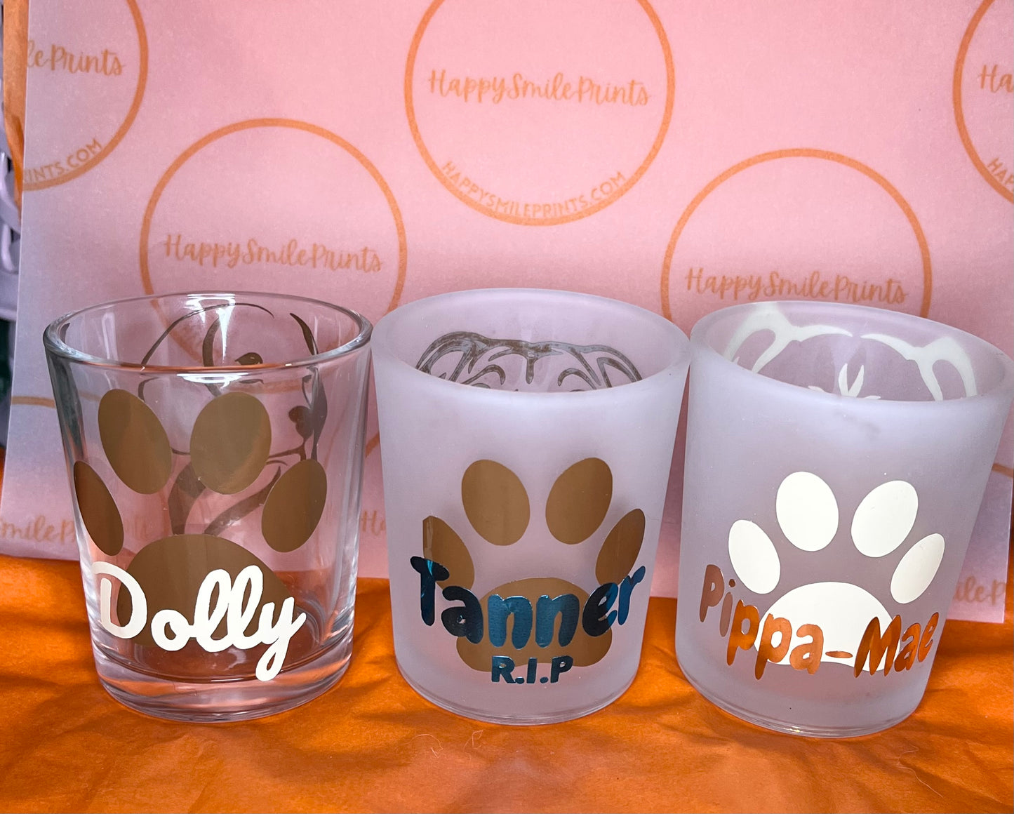 Pet Memorial, Custom Candle Holder, Paw Print Design