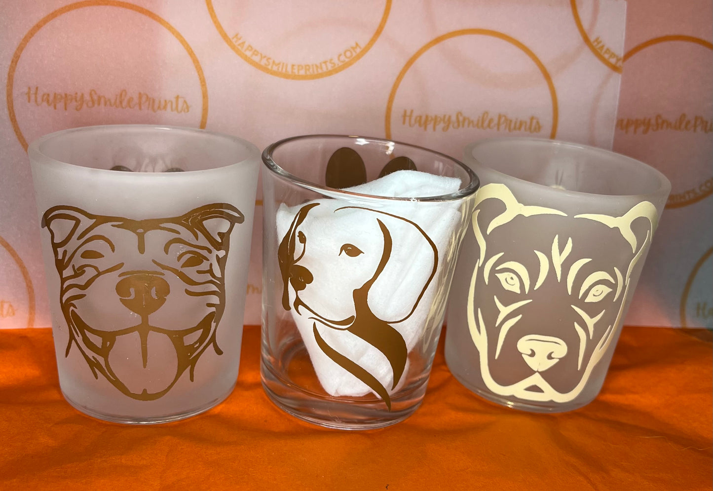 Pet Memorial, Custom Candle Holder, Paw Print Design